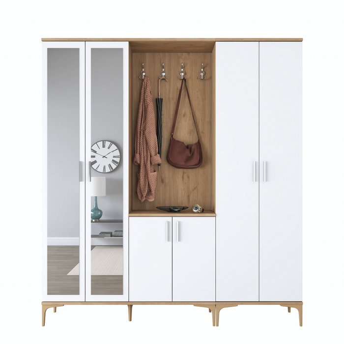 Hanah Home Soporte para el pasillo Nogal y blanco